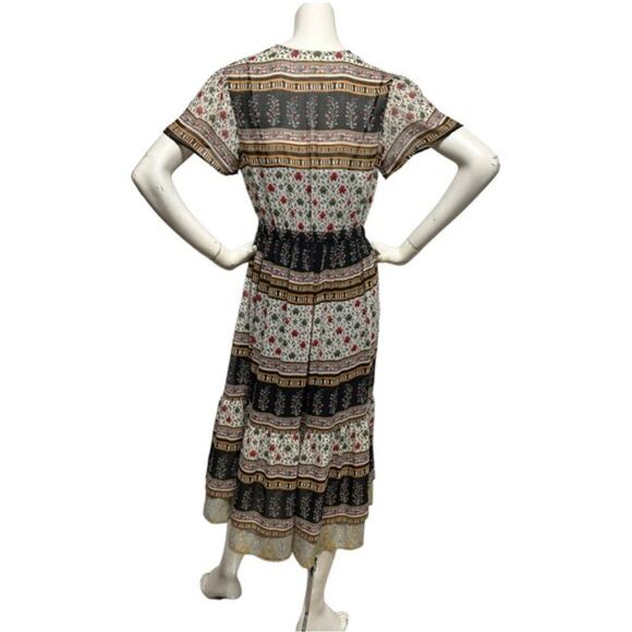 ANTHROPOLOGIE One September Provencal Midi Peasant Boho Dress Embroidered XS S - Picture 11 of 13
